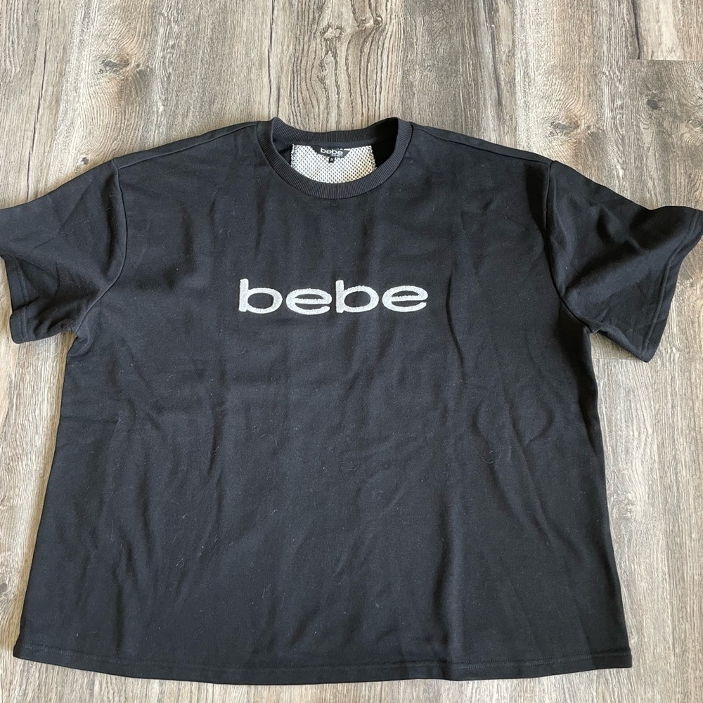 Bebe Women’s Black Short Sleeve Sweatshirt, size 3x